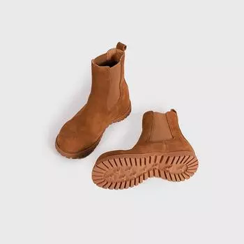 Женские нишевые эластичные ботинки челси из кожи на внутренней платформе, ретро эластичные полусапожки на толстой подошве 35