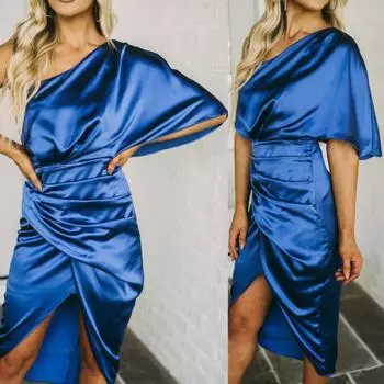 Женские нижние юбки, вечернее платье больших размеров, нерегулярный подол, высокая талия, разрез на шее, сексуальное вечернее платье на одно плечо с разрезом на одно плечо для ужина XL зелёный