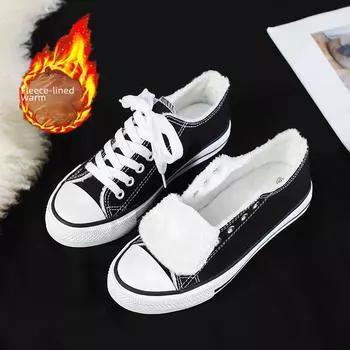 Женские низкие кроссовки из парусины с бархатной подкладкой: Повседневная, теплая зимняя рабочая обувь M01 Women s 38