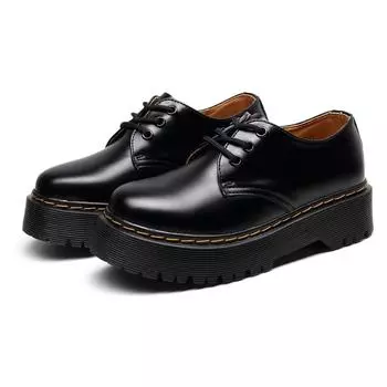 Женские низкие туфли Quad из натуральной кожи с толстой подошвой, ботинки на платформе, увеличивающие рост 41 чёрный