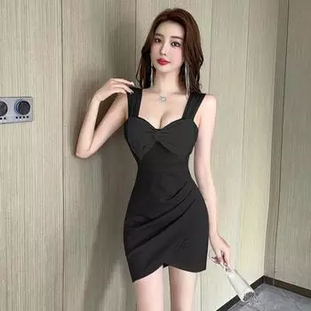 Женские ночные клубы детки бант сращивание подтяжки платье прилив S чёрный