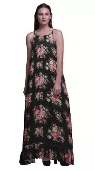 Женские ночные рубашки Bimba с черным цветочным принтом в виде листьев и бегонии для женщин с принтом из вискозы на тонких бретелях, женская одежда для сна, нижнее белье Large чёрный