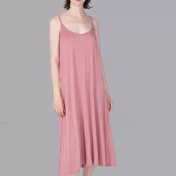 Женские ночные рубашки больших размеров, летние модальные ночные рубашки на бретельках средней длины, одежда для сна большого размера для женщин XXL розовый