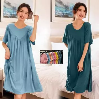 Женские ночные рубашки больших размеров, летние ночные рубашки из модальной длины, одежда для сна большого размера для женщин L чёрный