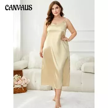 Женские ночные рубашки больших размеров, весна-лето, ночная рубашка, платья с бретельками, ночные рубашки из ледяного шелка 1XL золотистый