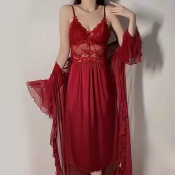 Женские ночные рубашки, сексуальные, с V-образным вырезом, с открытой спиной, сетчатые, прозрачные, с бретельками, платья-комбинации, ночные рубашки, порно, атласные, завязывающиеся, домашняя одежда, удобный внешний халат one size