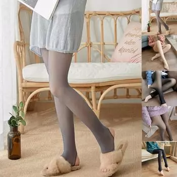 Женские ноги, искусственные полупрозрачные теплые колготки, тонкие эластичные штаны для ног One Size серый