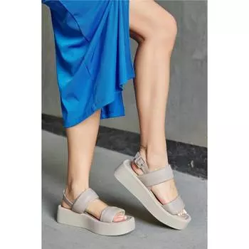 Женские норковые сандалии из натуральной кожи на толстой подошве Комфортные повседневные качественные стильные легкие сандалии