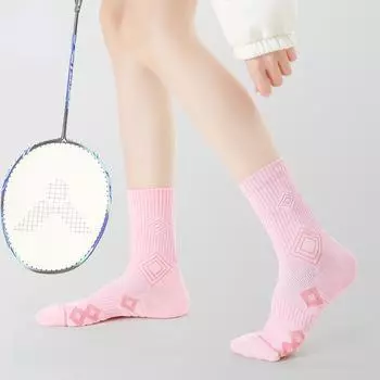 Женские носки для бадминтона средней длины, размеры 35–39, профессиональные дышащие и нескользящие спортивные носки с полотенцем снизу One-size белый