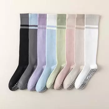 Женские носки для йоги, чулки, силиконовые, нескользящие, профессиональные, носки для пилатеса, подходящие по цвету, для тренировок в помещении, фитнеса, танцев, спорта чёрный