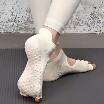 Женские носки для йоги с пальцами до щиколотки, короткие носки-гольфы, нескользящие, дышащие, быстросохнущие, дезодорирующие, для воздушной гимнастики, пилатеса, профессиональные носки Milk White