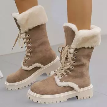 Женские носки до середины икры Веселые осенне-зимние Женские носки на толстой подошве Длинные бархатные теплые носки-гольфы Кружевная шнуровка Женские ковбойские ботинки Винтаж 35