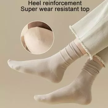 Женские носки до середины икры в стиле ретро, теплые носки для экипажа, однотонные уютные носки-комбинации, мягкие длинные носки без катышков на осень-зиму чёрный