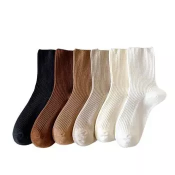 Женские носки Dongdaemun Wuyin, двухслойные носки из хлопка, кофейная серия, впитывающие пот, универсальные носки средней длины average size света кофе