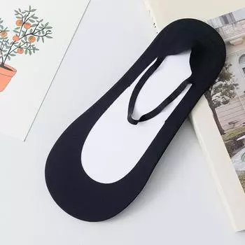 Женские носки Ice Silk с хлопковой подошвой, силиконовые, нескользящие, с подтяжками, невидимые, с низким вырезом чёрный