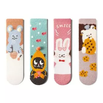 Женские носки из кораллового флиса, утолщенные носки, сохраняющие тепло, носки с рисунком 1