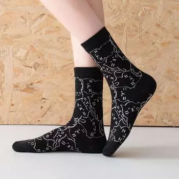 Женские носки Kawaii Cartoon Cat, креативные корейские модные удобные дышащие однотонные трендовые носки 35-40