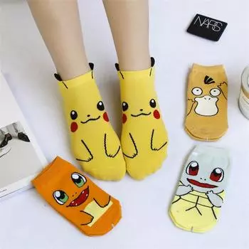 Женские носки Kawaii Harajuku, женские низкие носки до щиколотки с 3D принтом и рисунком, новинка синий