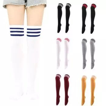 Женские носки конфетного цвета в полоску из лавсана, женские, сексуальные, длинные, стильные, для вечеринок, уличных танцев, классические, спортивные, женские гольфы