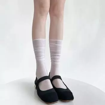 Женские носки летние ультратонкие прозрачные нейлоновые длинные носки женские повседневные тонкие дышащие однотонные черные белые телесно-серые носки