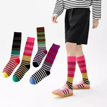 Женские носки Line Stripe, осенние и зимние, базовые тонкие гольфы, наборные, оригинальные, разноцветные