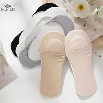 Женские носки-лодочки из хлопка с защитой от ударов и невидимые силиконовые носки One size белый