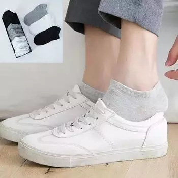 Мужские хлопковые носки, невидимые простые школьные носки, унисекс, чистые носки Nakusu Foot до щиколотки One size белый