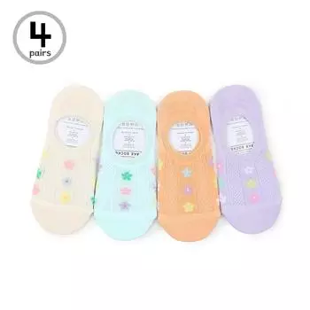 Женские носки-лоферы Pastel Mono Flower Mesh Cool Invisible Loafer Socks AF14 22 - 25 cm