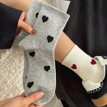 Женские носки Love Socks средней длины, модные и универсальные, высококачественные, симпатичные однотонные модели для осени и зимы из Японии, новые носки средней длины 10 Pairs