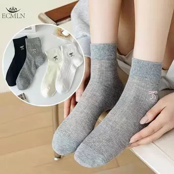 Женские носки, новый стиль, чистые цветные милые носки в стиле Лолиты, носки с бантом, тонкие сетчатые носки из хлопка one size чёрный