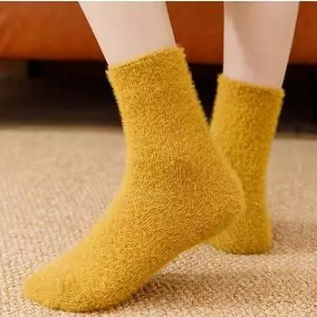 Женские носки, осенне-зимние теплые носки из норкового флиса, плюшевые носки для сна, чулочно-носочные изделия до середины икры 35-40