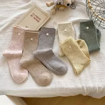 Женские носки повседневные однотонные хлопковые длинные носки женские модные уличные носки Harajuku Shell декоративные носки средней длины