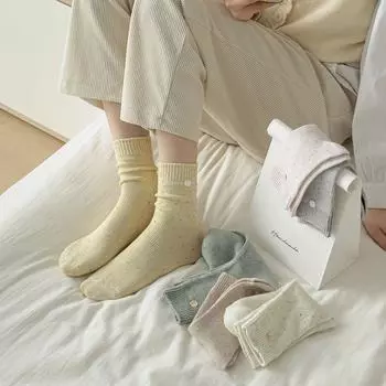 Женские носки повседневные однотонные хлопковые длинные носки женские корейские модные уличные носки Harajuku Shell Decorative Middle Tube Socks