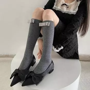 Женские носки с галстуком-бабочкой, милые женские гольфы в японском стиле в стиле Лолиты, каваи, сексуальные серые чулки для косплея as the picture