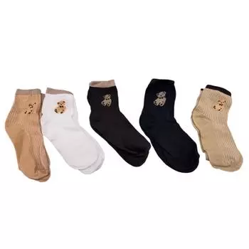 Женские носки с медвежонком, средние носки с милым мультяшным плюшевым мишкой, высокие длинные носки-трубы One Size чёрный