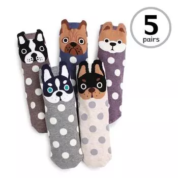 Женские носки с острыми ушками для щенков (набор из 5 пар) производства Кореи VK15 23cm - 26cm