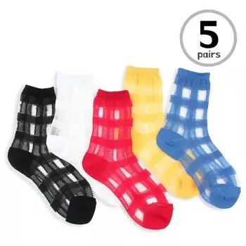 Женские носки с прозрачным рисунком в клетку (5 пар) BD 15 22cm - 25cm