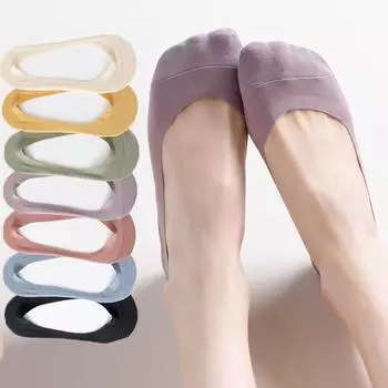 Женские носки с ультра низким вырезом, нескользящие, невидимые для лета на плоской подошве, на лодке One size чёрный