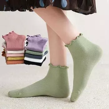 Женские носки с завитками салата, носки-трубы, однотонные ворсовые носки, милые повседневные чулки, носки one size белый