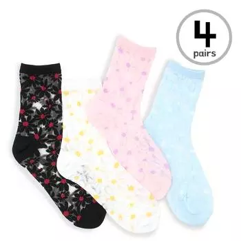 Женские носки See Through с цветочным узором EC14 22cm - 25cm