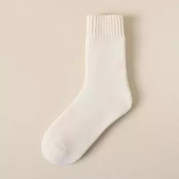 Женские носки шерстяные осенне-зимние теплые снежные толстые плюшевые мохнатые мягкие послеродовые чулки носки для сна чёрный