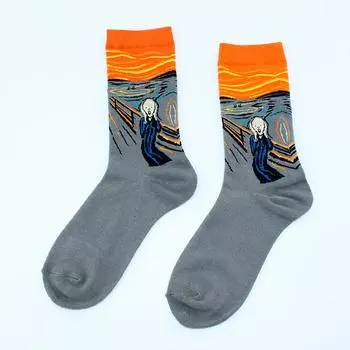 Женские носки Смешные Милые Мультяшные Фрукты Авокадо Яйцо Масляная Живопись Ван Гог Полоски Счастливые Японский Харадзюку скейтборд Носки One Size