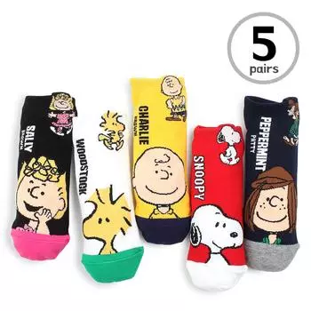 Женские носки Snoopy Peanuts Movie для девочек (до щиколотки, 5 пар) NH 15