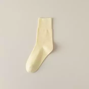 Женские носки средней длины из чистого хлопка без косточек - однотонные - подходят для весны, лета и осени One Size