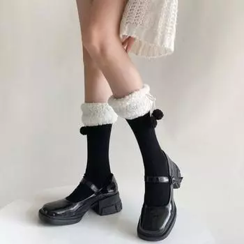 Женские носки средней длины JK Winter Calf Socks Simple Bow Socks Women/Girls D