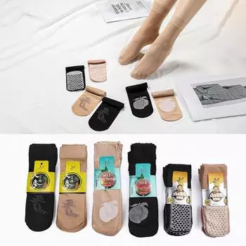 Женские носки средней длины с хлопковой подошвой и женьшенем – противоскользящие, не зацепляются, дышащие, бархатные для весны и лета 10 pairs-Free Size