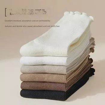 Женские носки средней высоты Wood Ear Edge Socks - летние тонкие черные и белые длинные носки для лоферов светло-коричневого