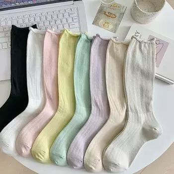 Женские носки, тонкие дышащие летние свободные длинные носки из сетки, женские повседневные модные однотонные черные, белые, серые носки, носки EUR 35-39 чёрный