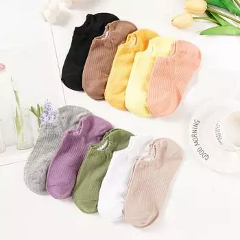 Женские носки Ультратонкие женские носки цвета зефира Нескользящие однотонные носки-лодочки на мелком однотонном каблуке EUR 35-39 белый