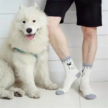 Женские носки в стиле Харадзюку, уличная одежда, хлопковые забавные носки с принтом собаки, повседневные милые художественные носки Meias Sokken 1